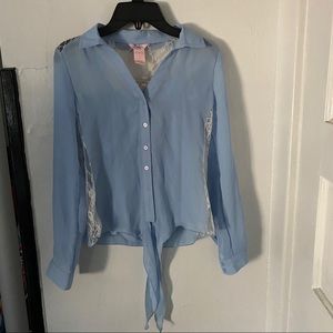Light Blue Lace Button Down